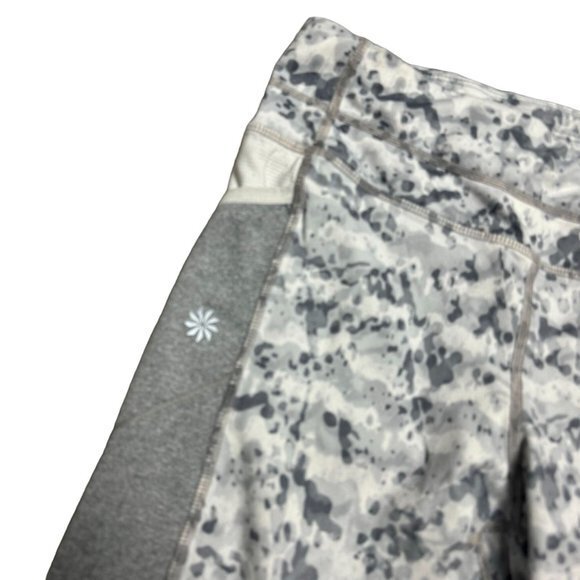 Athleta Womens Small Gray White Dapple Pockets Low Rise Be Free Knicker Leggings - Picture 2 of 9